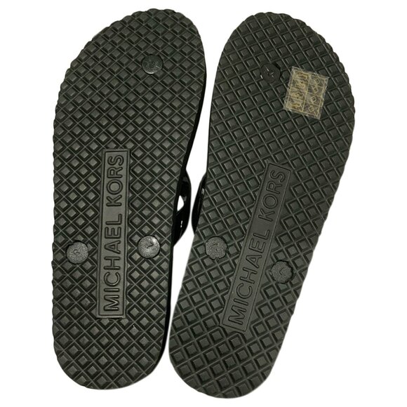 NWT MICHAEL KORS MSRP $69.99 WOMEN'S BLACK FLIP FLOPS SANDALS SIZE 10 - Picture 5 of 5